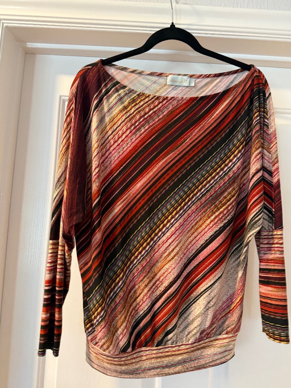Veronica M boat neck blouse with fall colors